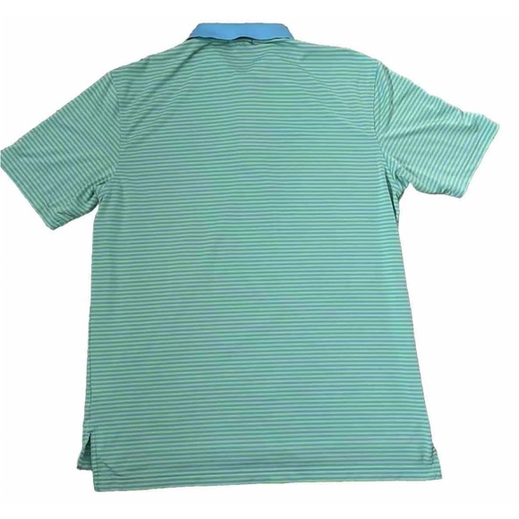 Peter Millar Men’s SZ L Blue Green Stripe Summer Comfort Polo Golf Shirt - Picture 2 of 8